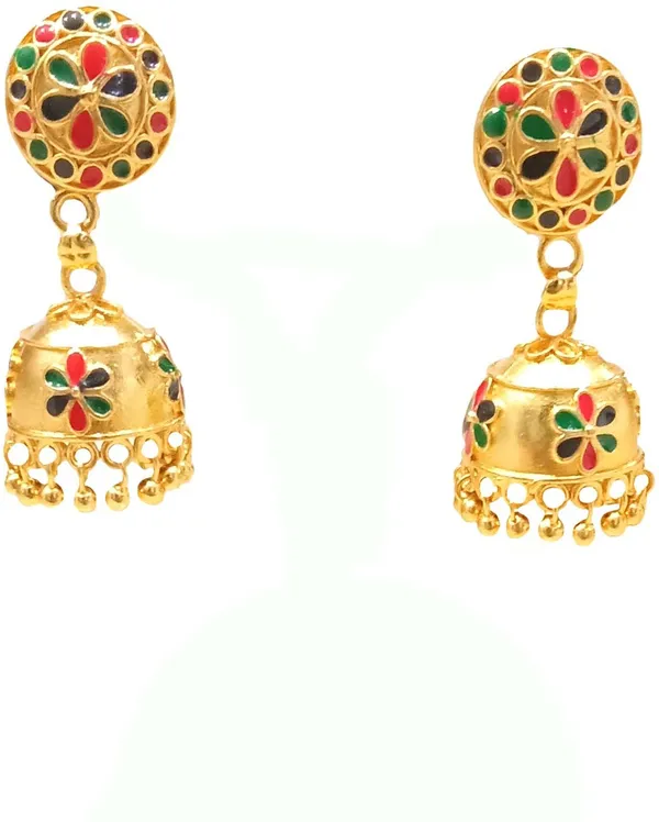 Assamese_Traditional_Copper_Gold_Plated_Multicolor_Japi_Jhumka_Earring_For_Girls_&_Women